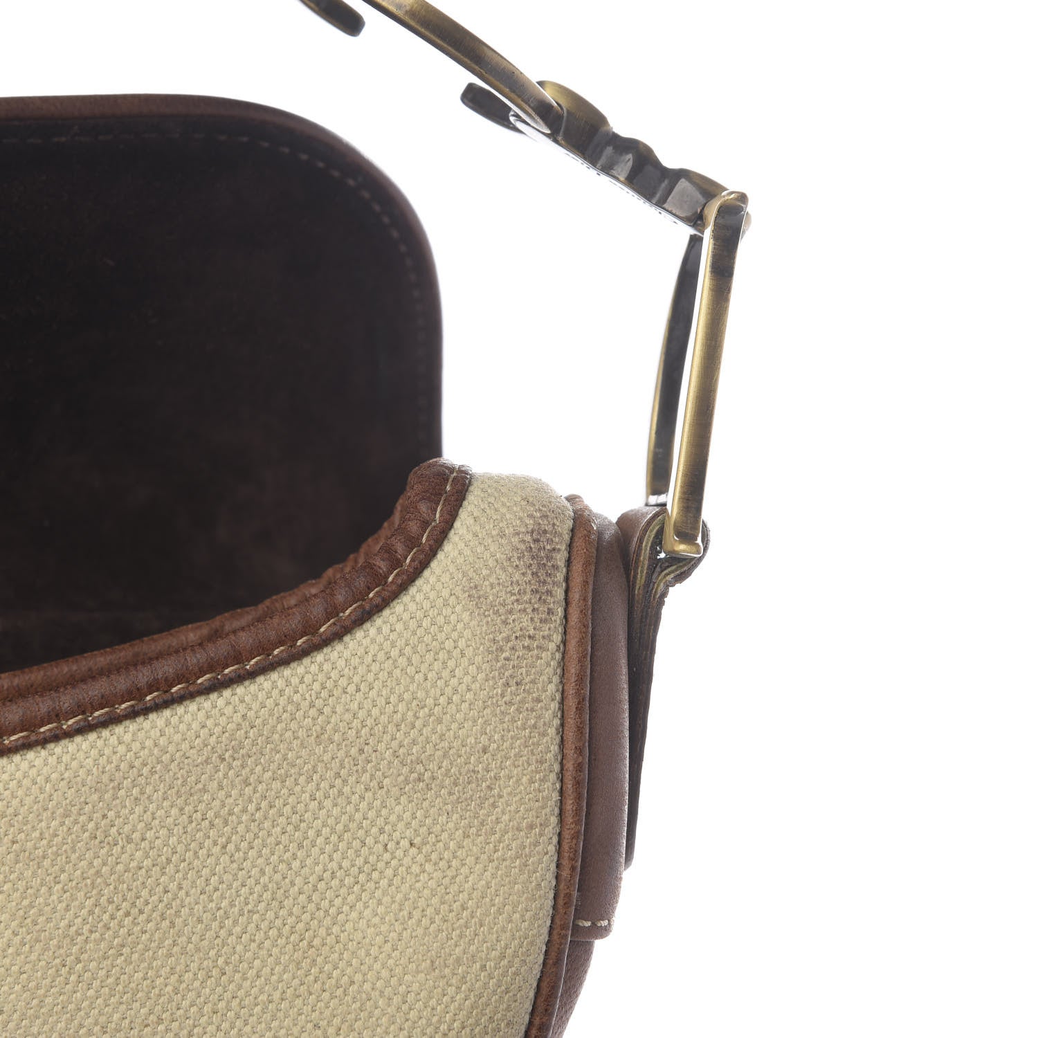 Christian Dior Canvas Calfskin Saddle Bag Beige 10 of 10
