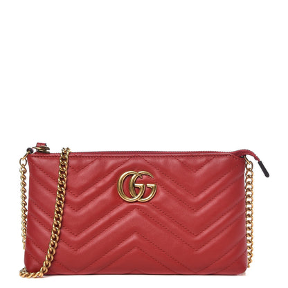 Gucci Calfskin Matelasse Mini GG Marmont Chain Bag Hibiscus Red 1 of 8