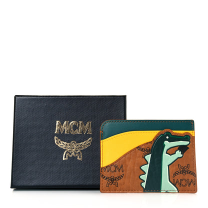 MCM Visetos Calfskin Zoo Crocodile Card Case Cognac 8 of 8