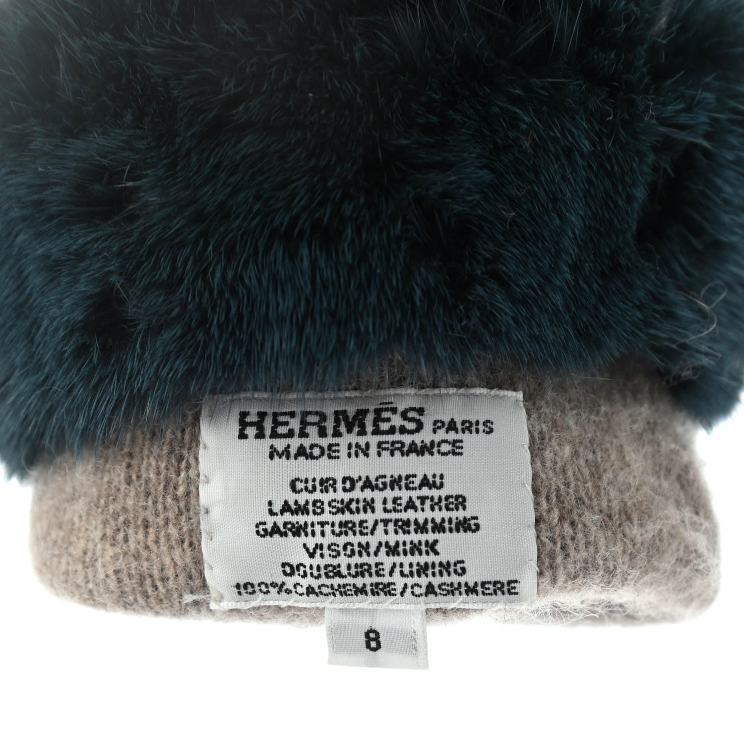 Hermes Lambskin Mink Gloves 8 Black 3 of 4