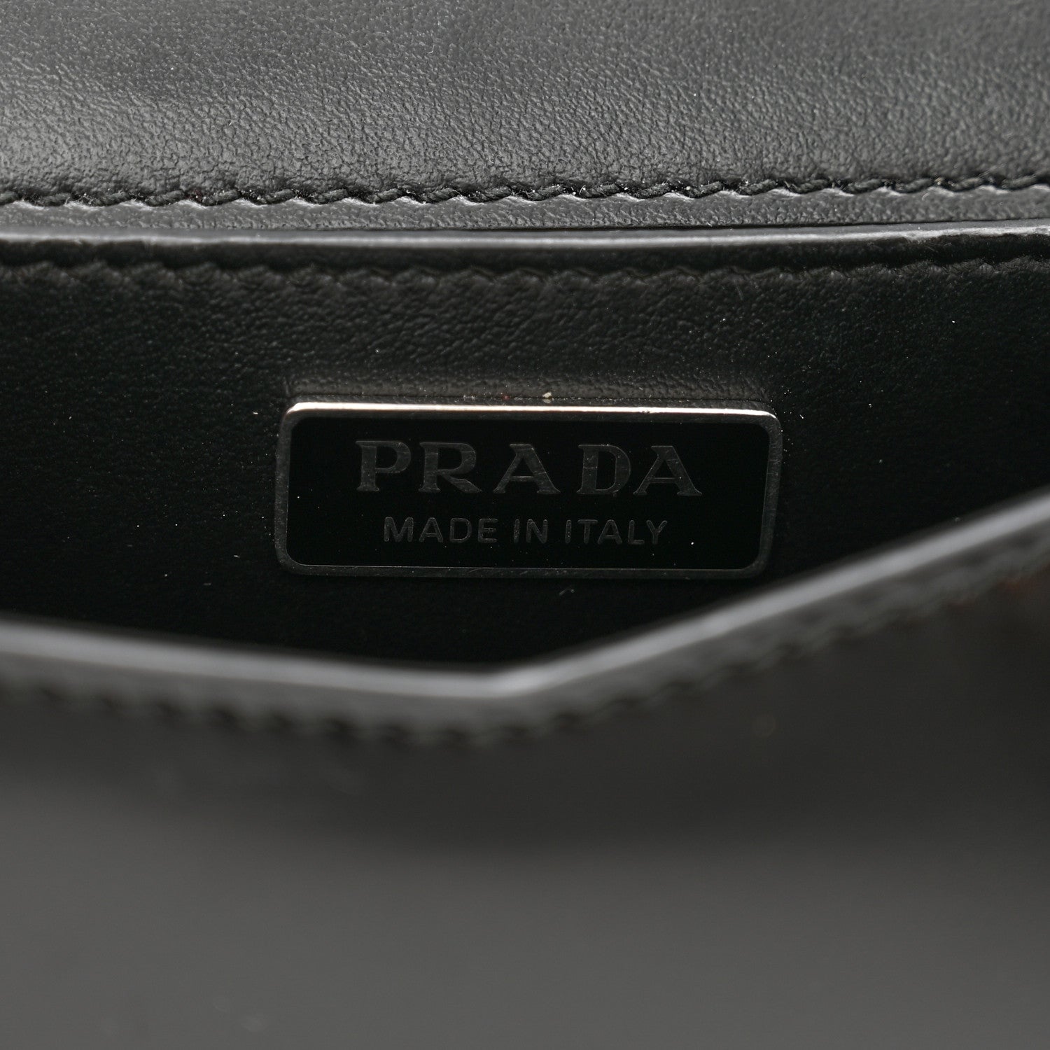 Prada Spazzolato Triangle Logo Plate Flap Chain Crossbody Bag Black 7 of 9