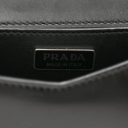 Prada Spazzolato Triangle Logo Plate Flap Chain Crossbody Bag Black 7 of 9