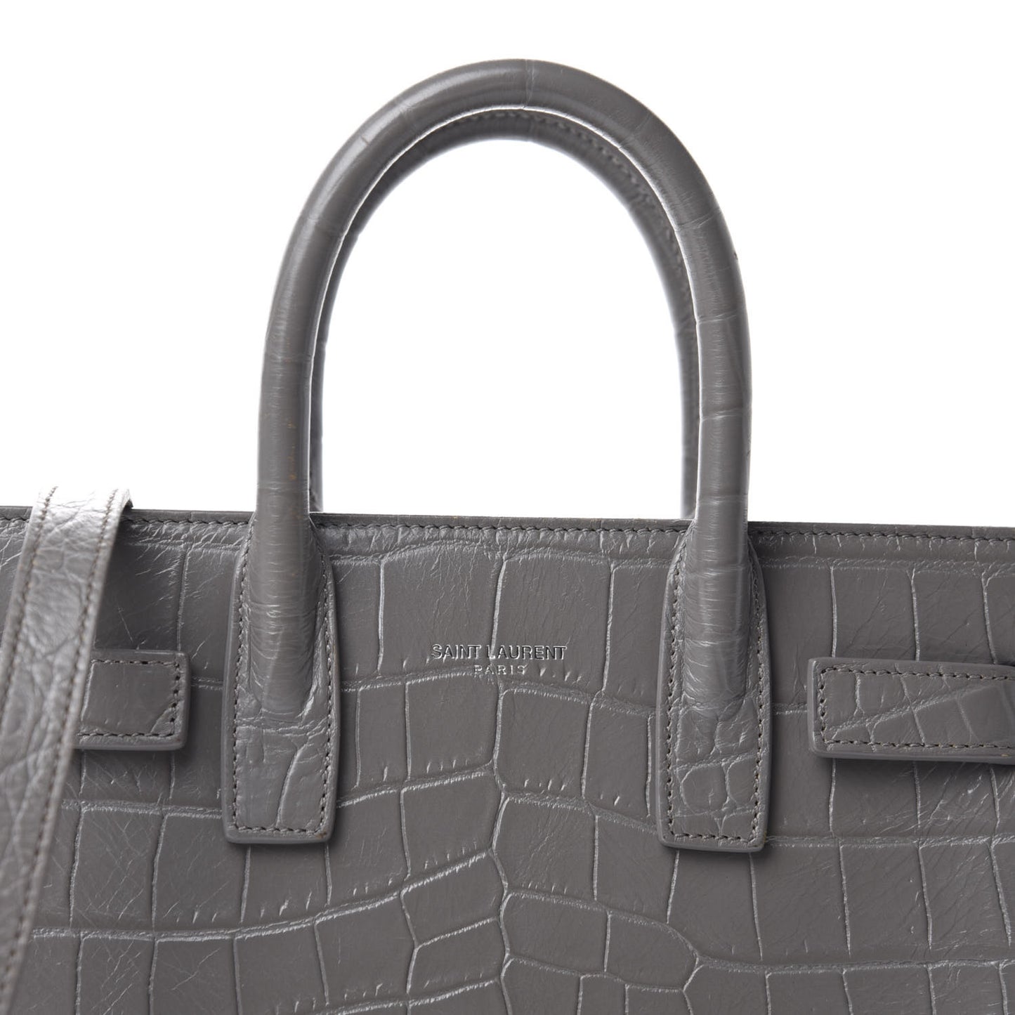 Calfskin Crocodile Embossed Nano Sac De Jour Fog