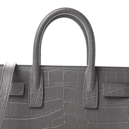 Saint Laurent Calfskin Crocodile Embossed Nano Sac De Jour Fog 10 of 10