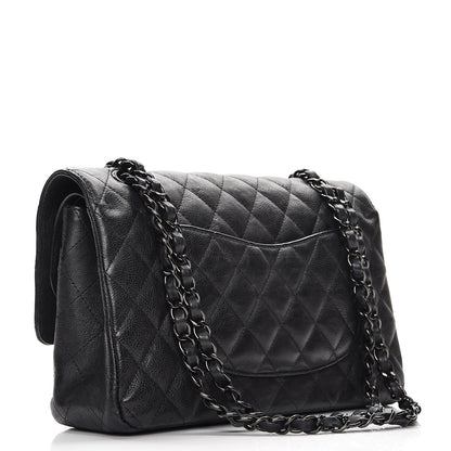 Chanel Crumpled Calfskin Quilted Medium Double Flap So Black 4 of 12