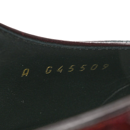 Chanel Patent Calfskin Crocodile Embossed Cap Toe CC Slingback Pumps 36.5 Dark Burgundy Black 9 of 10