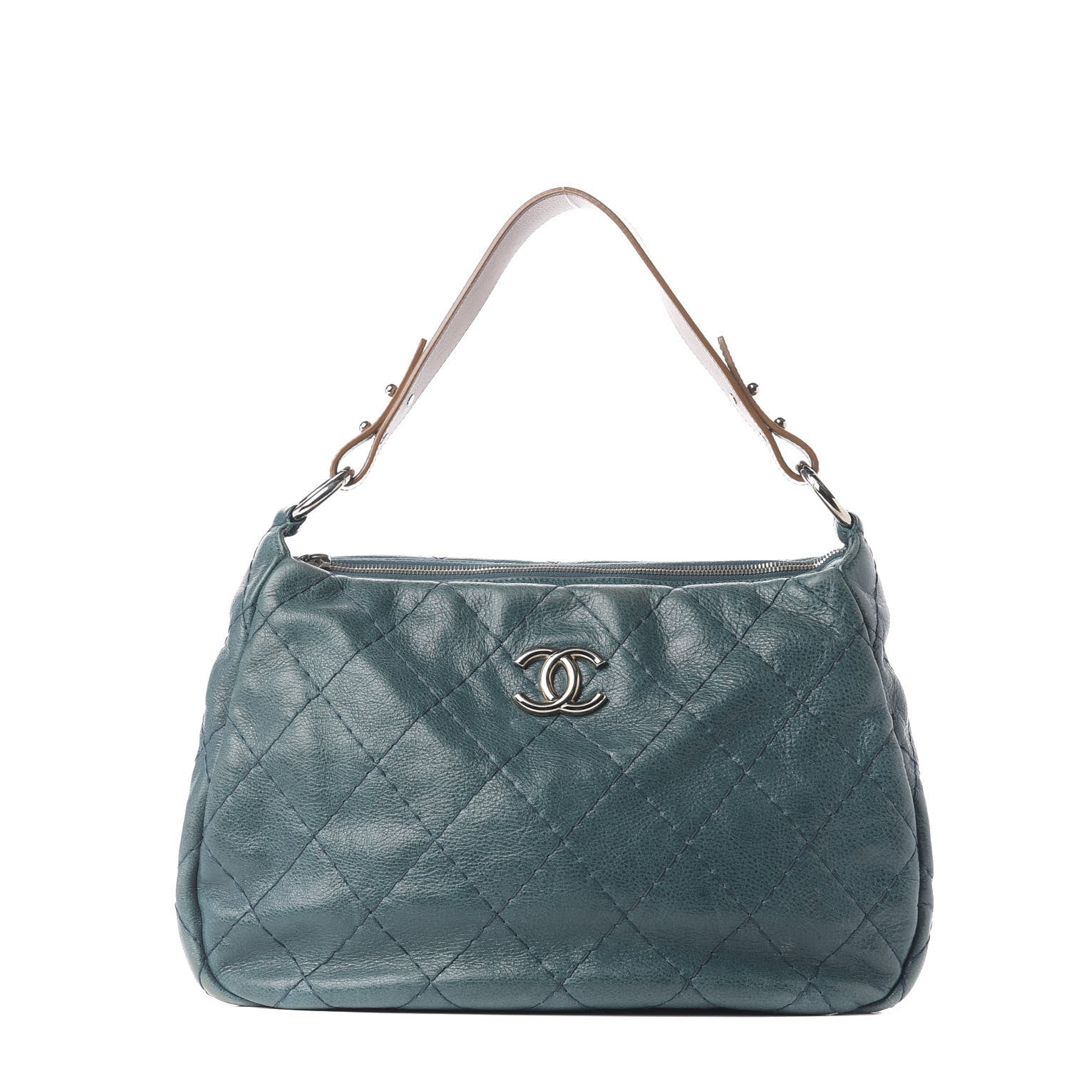 Chanel Glazed Calfskin On The Road Hobo Blue 1 of 10