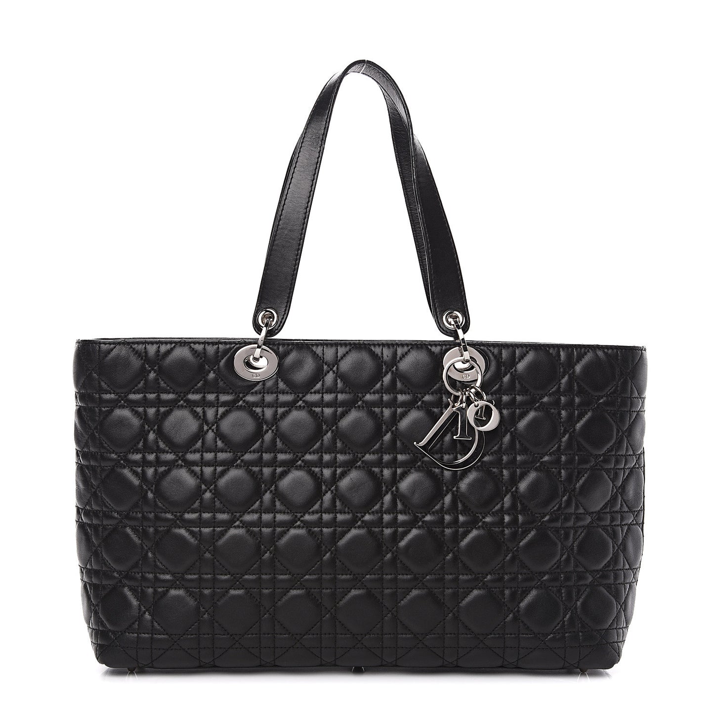 Lambskin Cannage Large Lady Dior Shopper Tote Black