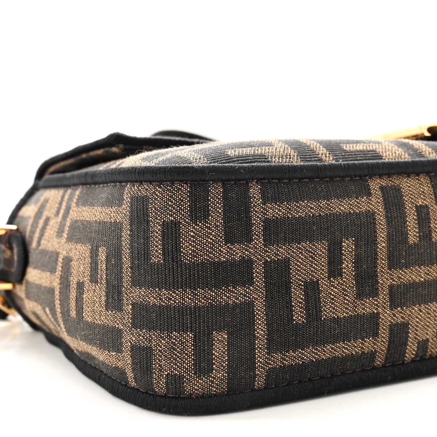 Fendi Fabric Jacquard FF 1974 Medium Baguette Tobacco Moro Black 8 of 9