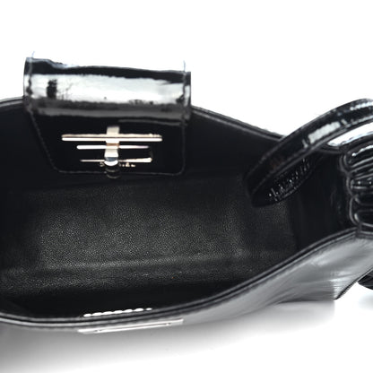 Chanel Patent Mademoiselle Lock Convertible Wrist Clutch Bag Black 6 of 10