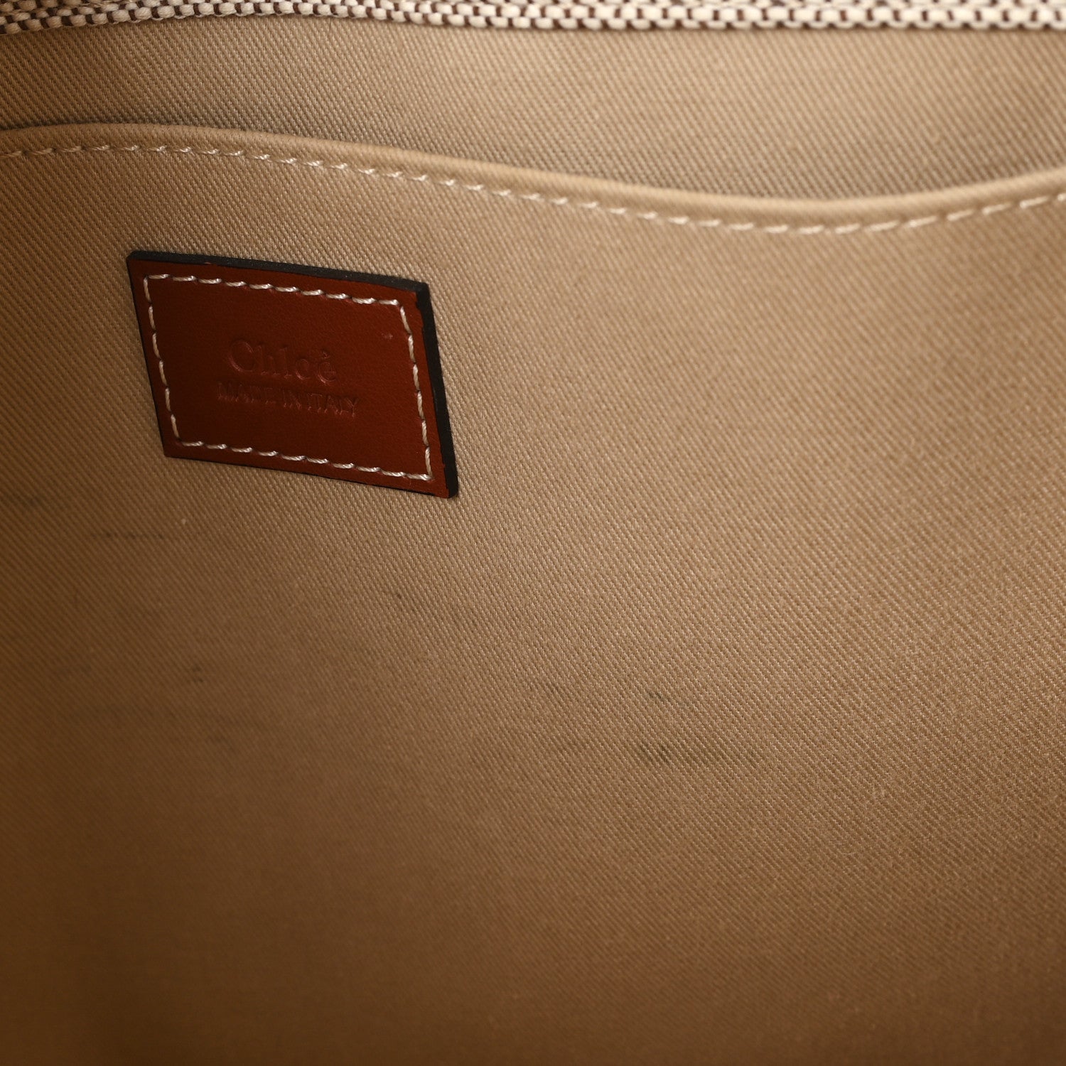 Chloe Cotton Calfskin Medium Woody Ribbon Tote White Brown 11 of 12