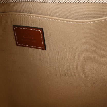 Chloe Cotton Calfskin Medium Woody Ribbon Tote White Brown 11 of 12