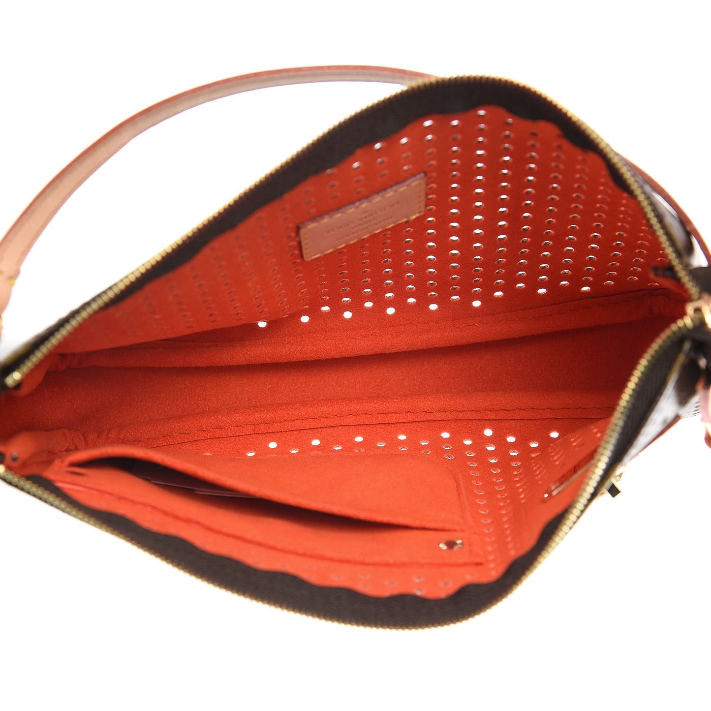 Monogram Perforated Pochette Accessories Bag Orange