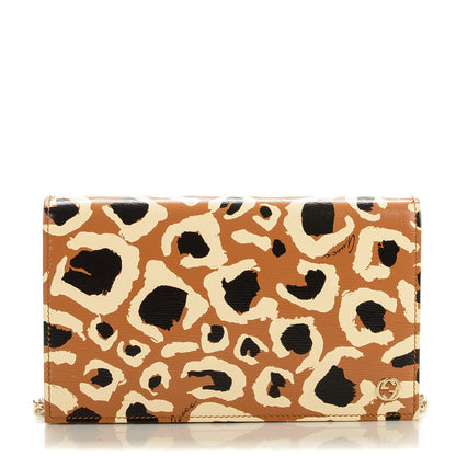 Gucci Patent Leopard Print Betty Chain Wallet Tobacco Black 1 of 6