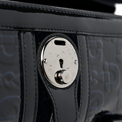Gucci Patent Horsebit Embossed Treasure Boston Black Blue 10 of 10