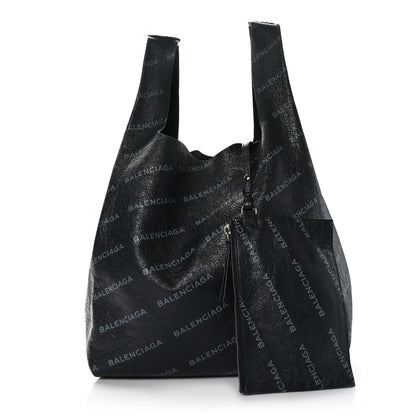 Balenciaga Agneau Arena Allover Logo Supermarket Shopper Gris Crayon 3 of 11