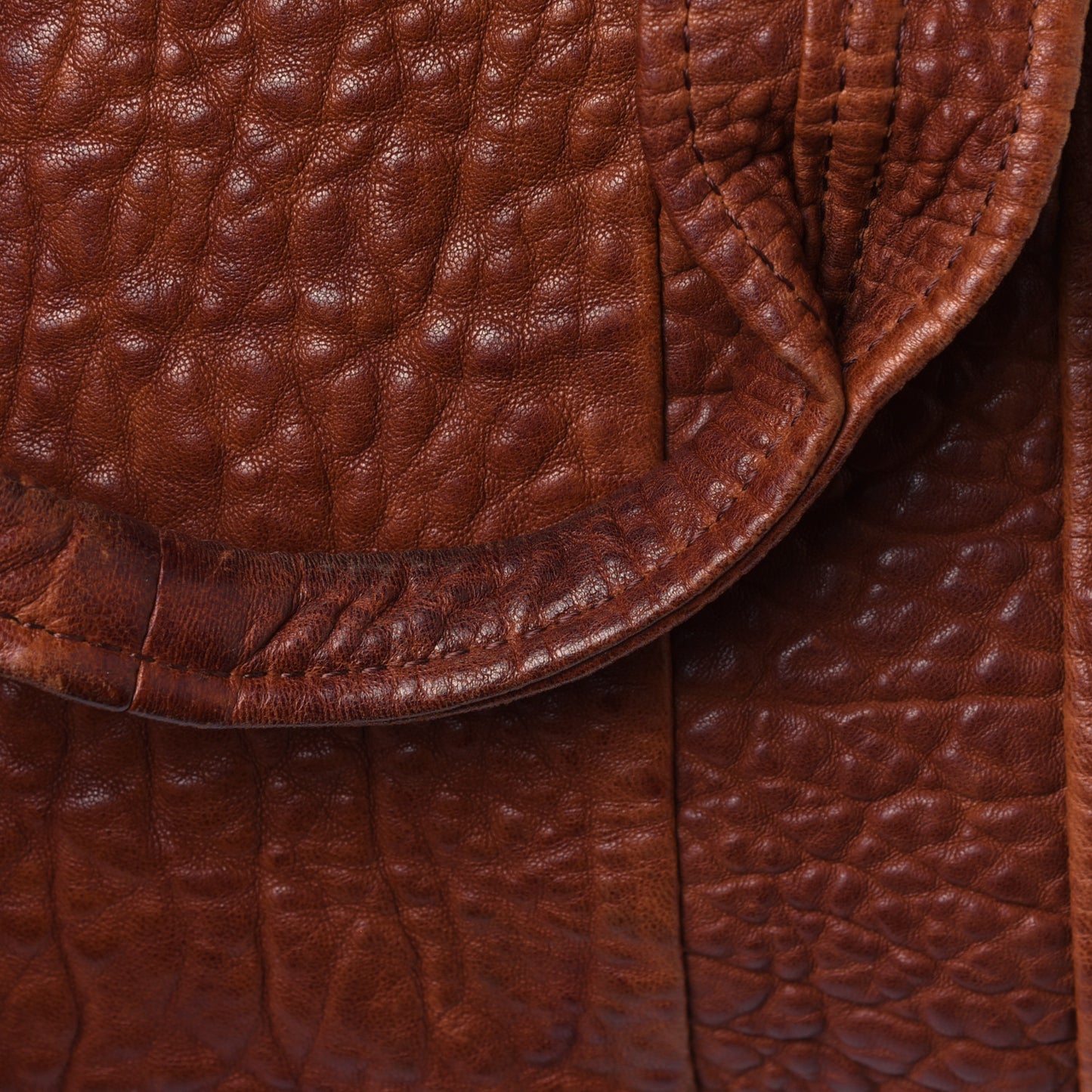 Pebbled Lambskin Rocco Brown Gold Hardware