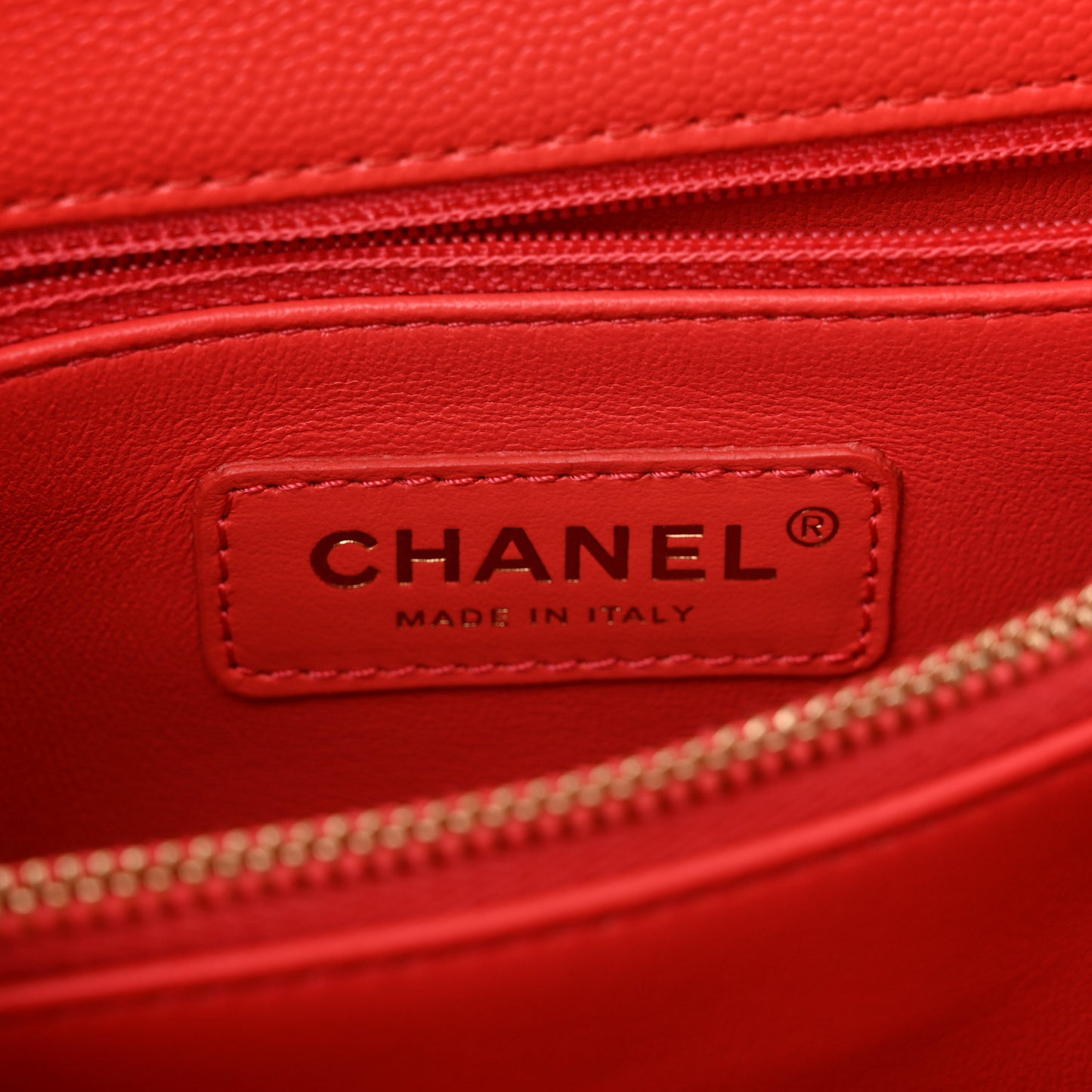 Caviar Quilted Small Coco Handle Flap Red