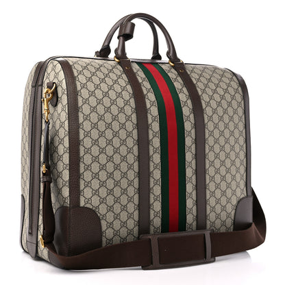 Gucci GG Supreme Monogram Textured Dollar Calfskin Web Savoy Duffle Bag Beige Ebony New Acero 3 of 11