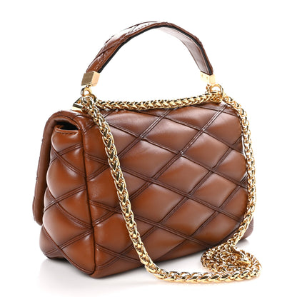 Louis Vuitton Lambskin Malletage Top Handle GO-14 MM Tan 3 of 9