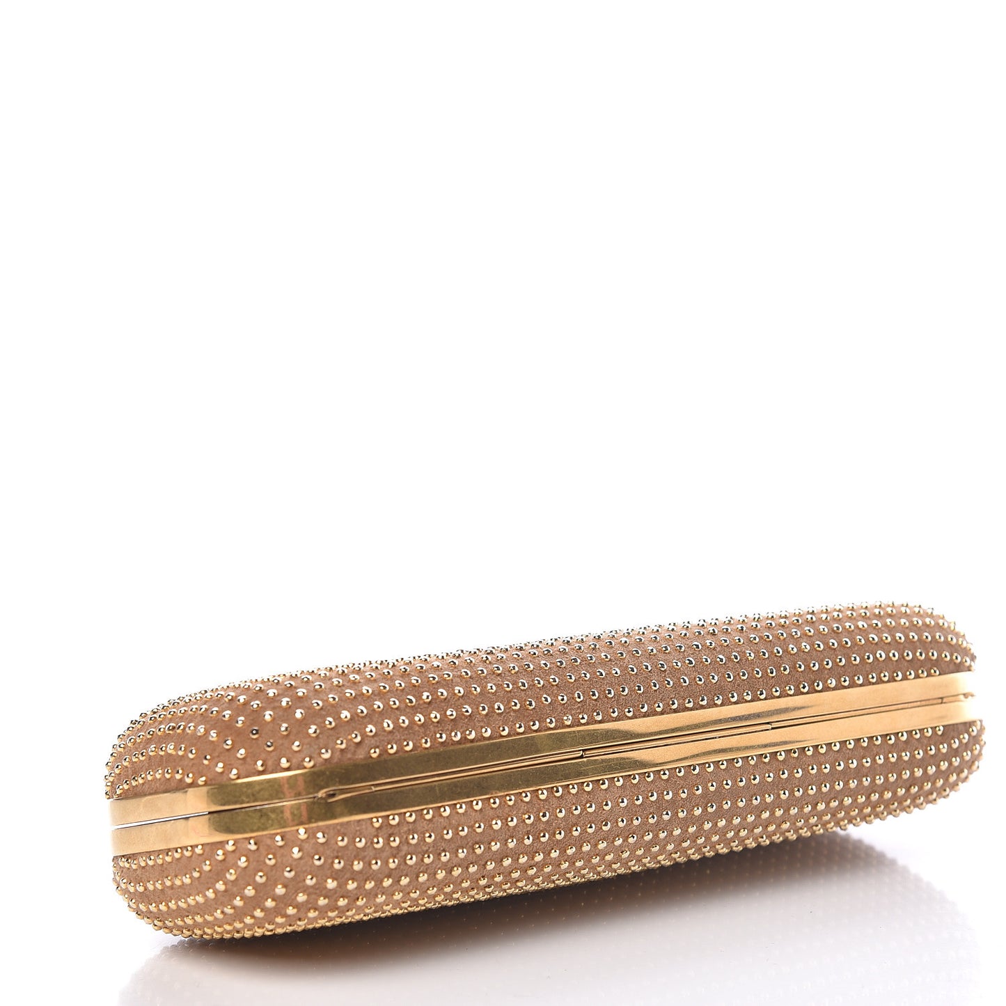 Suede Studded Knucklebox Clutch Brown