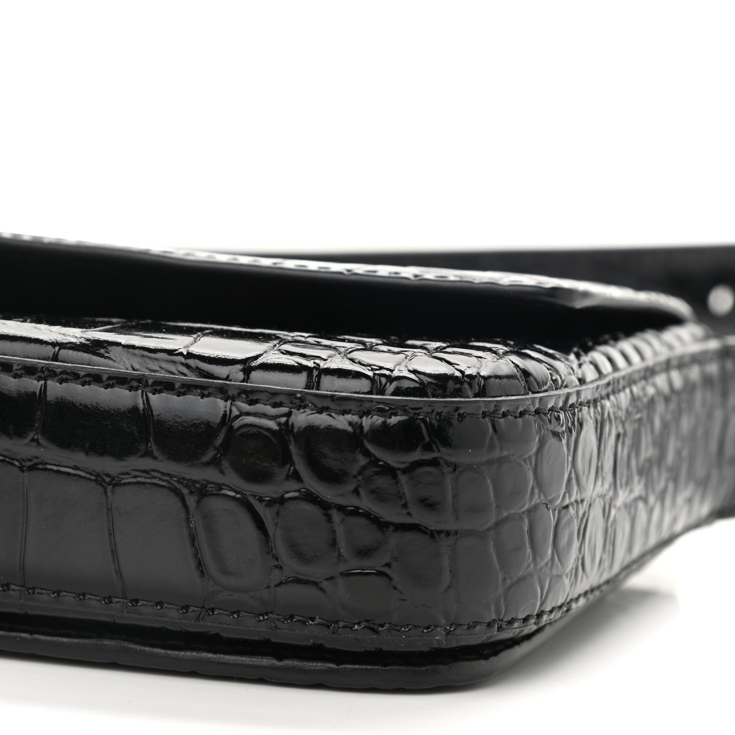 Balenciaga Shiny Calfskin Crocodile Embossed Ghost Sling Bag Black 10 of 11