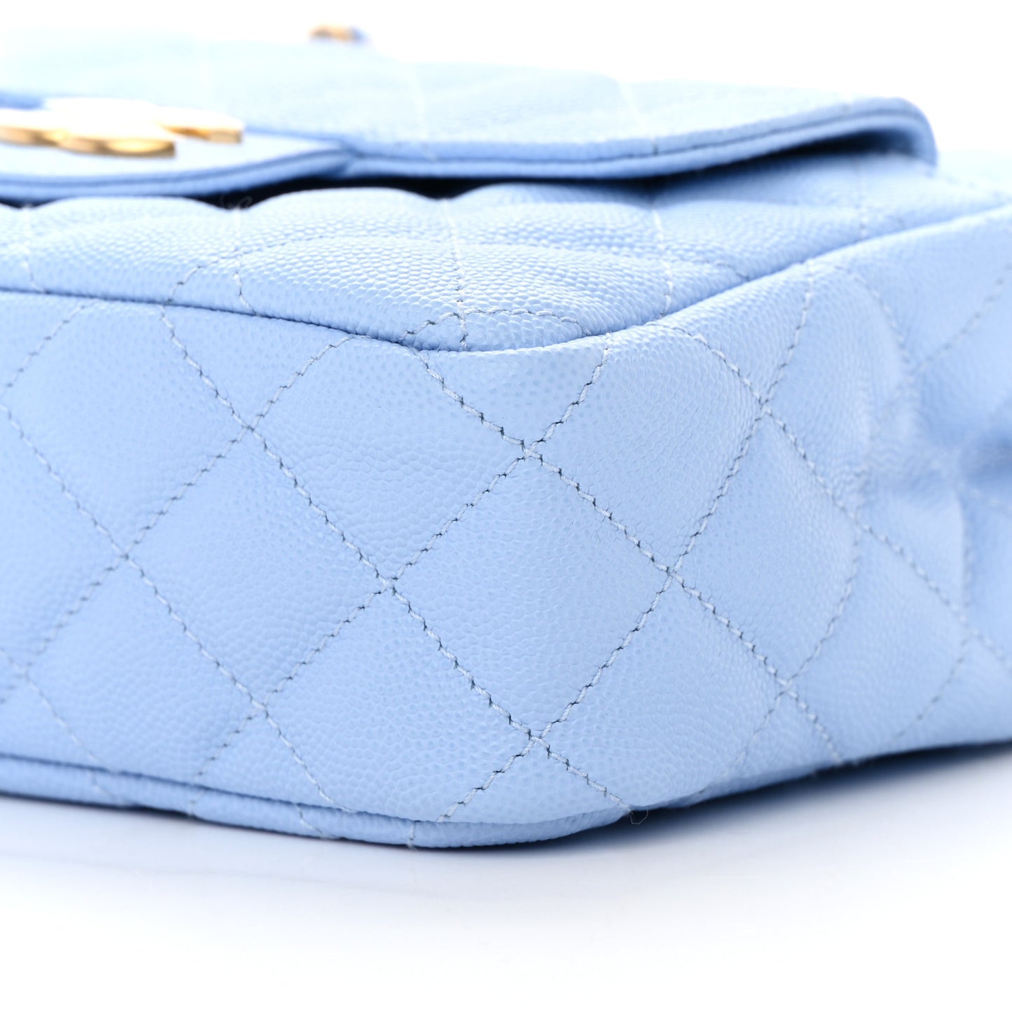 Caviar Quilted Small Wavy CC Hobo Light Blue