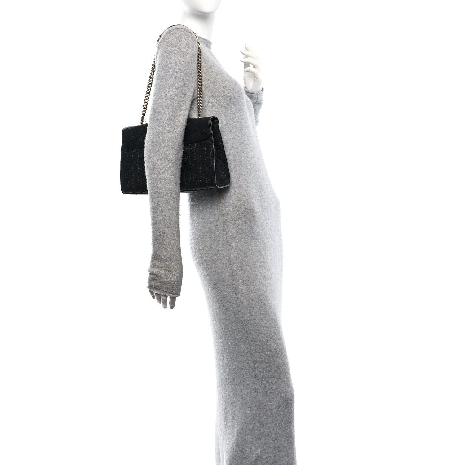 Gucci Guccissima Medium Emily Chain Shoulder Bag Black 2 of 11