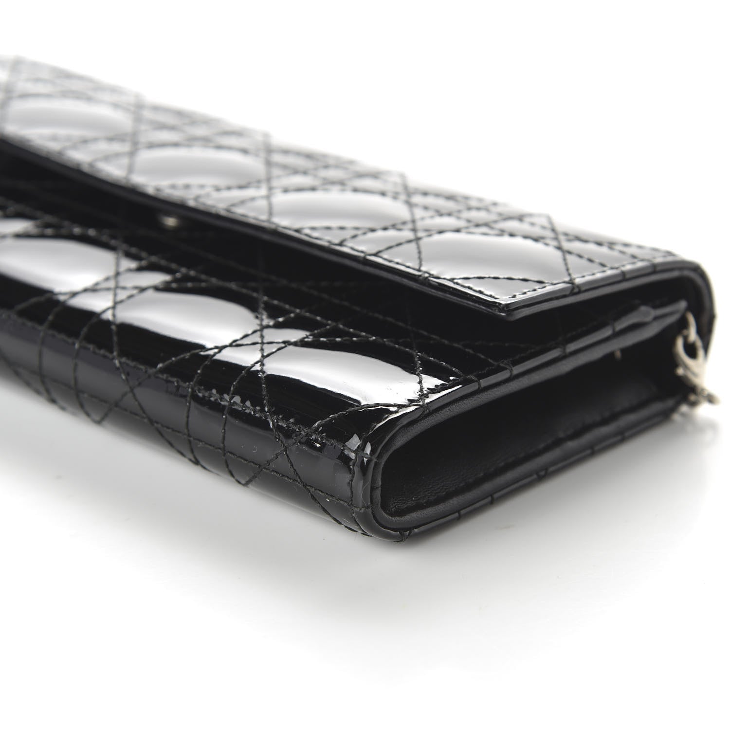Christian Dior Patent Cannage Rendez-vous Chain Wallet Black 7 of 10