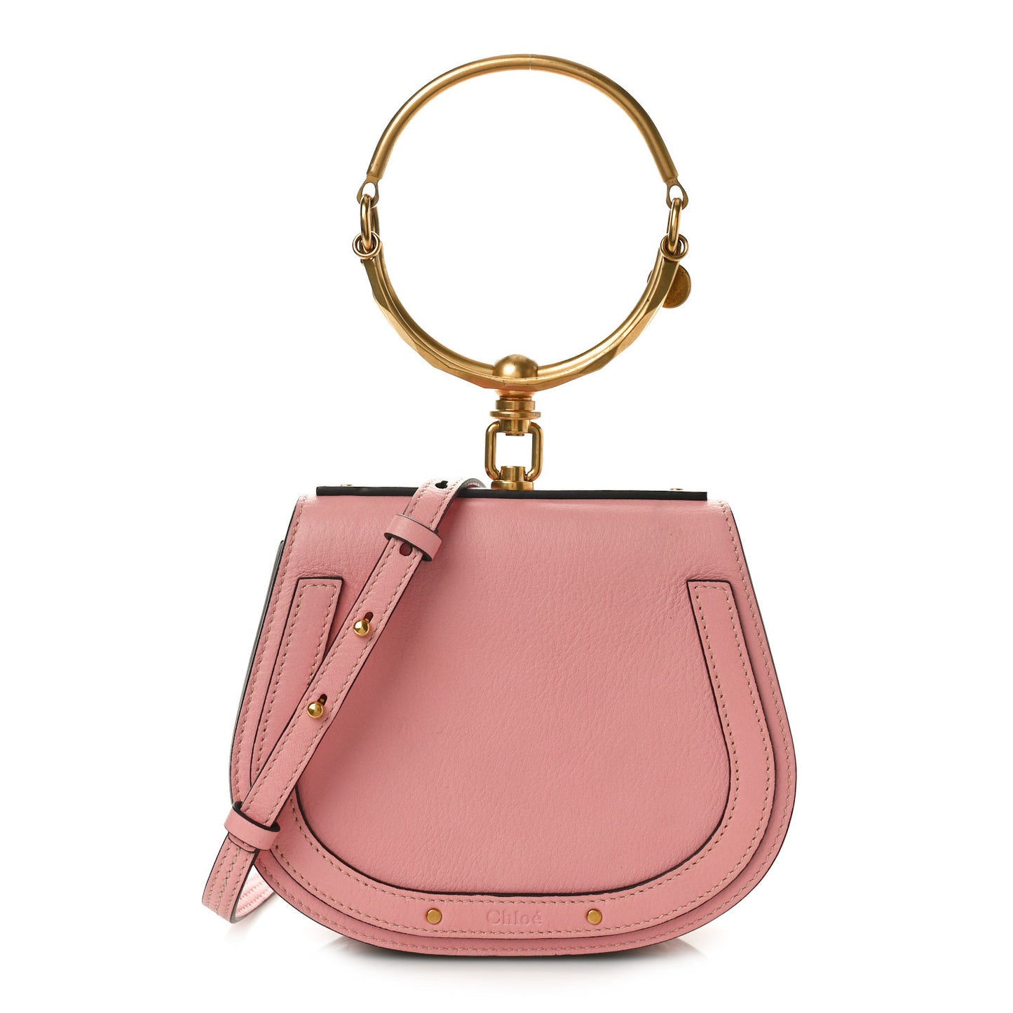 Calfskin Suede Small Nile Bracelet Bag Ideal Blush