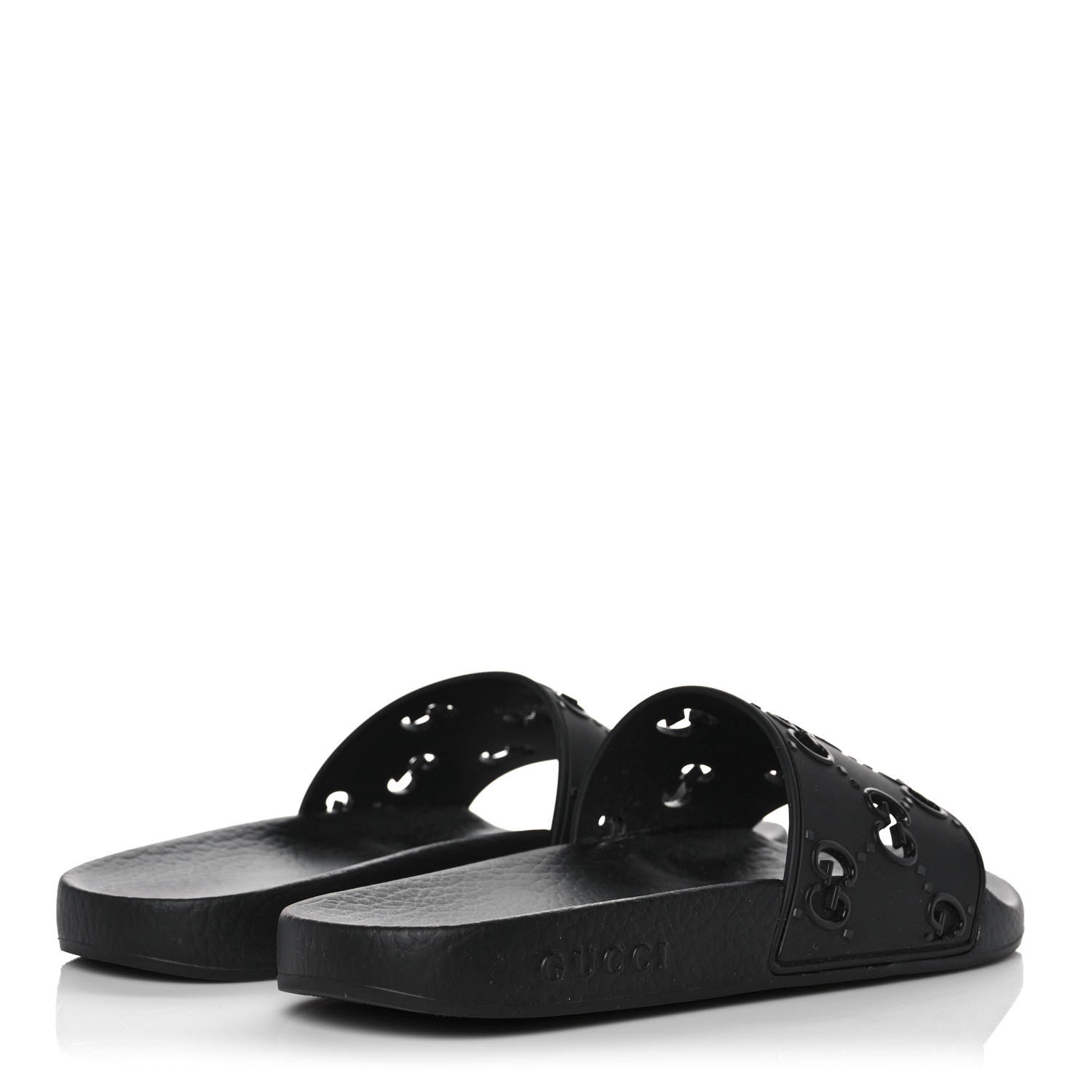 Gucci Rubber GG Monogram Perforated Womens Slide Sandals 39 Black 4 of 8