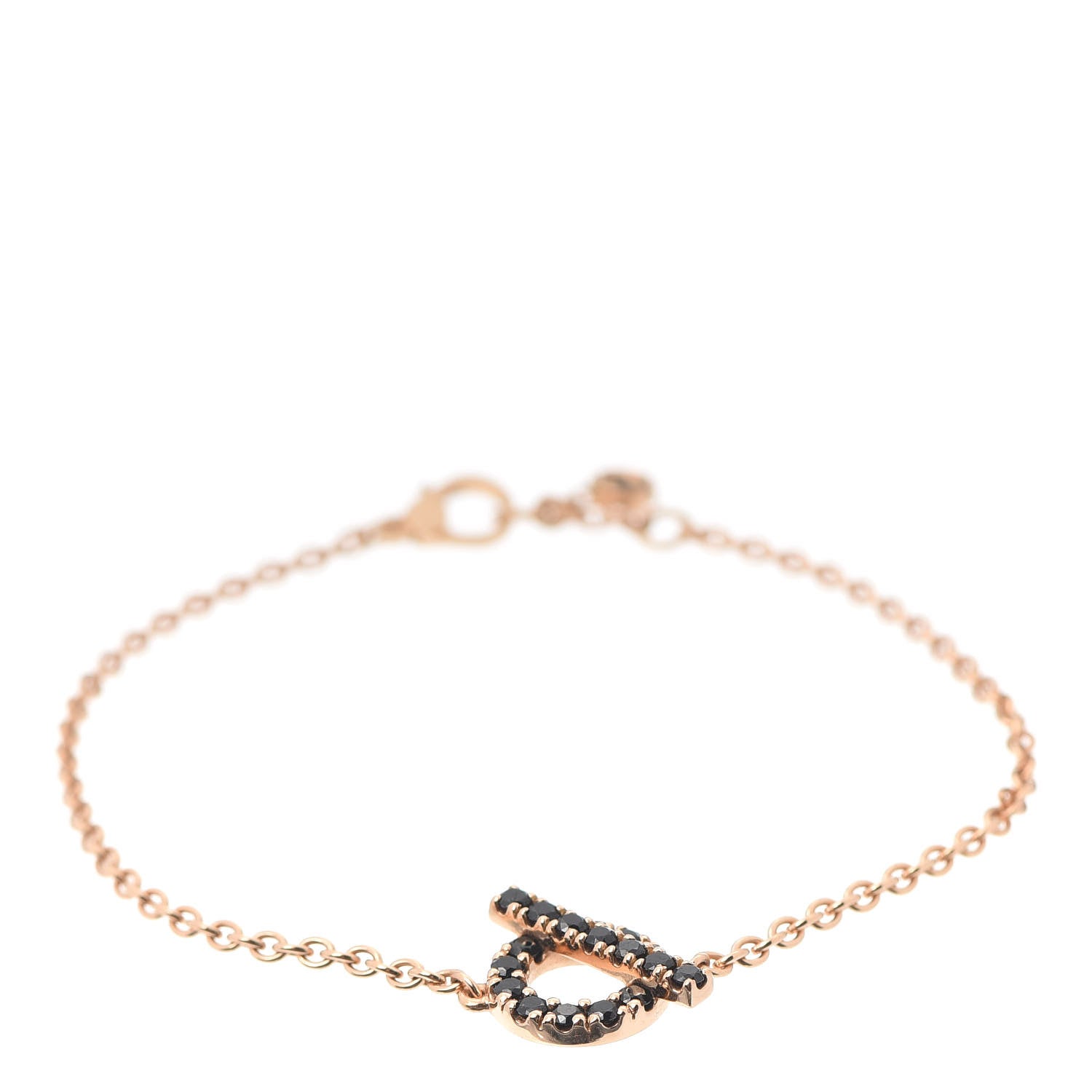 Hermes 18K Rose Gold Black Spinel Finesse Bracelet LG 1 of 6