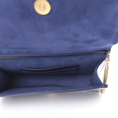 Christian Dior Patent Studded Diorama Top Handle Wallet on Chain Pouch Navy Blue 5 of 12