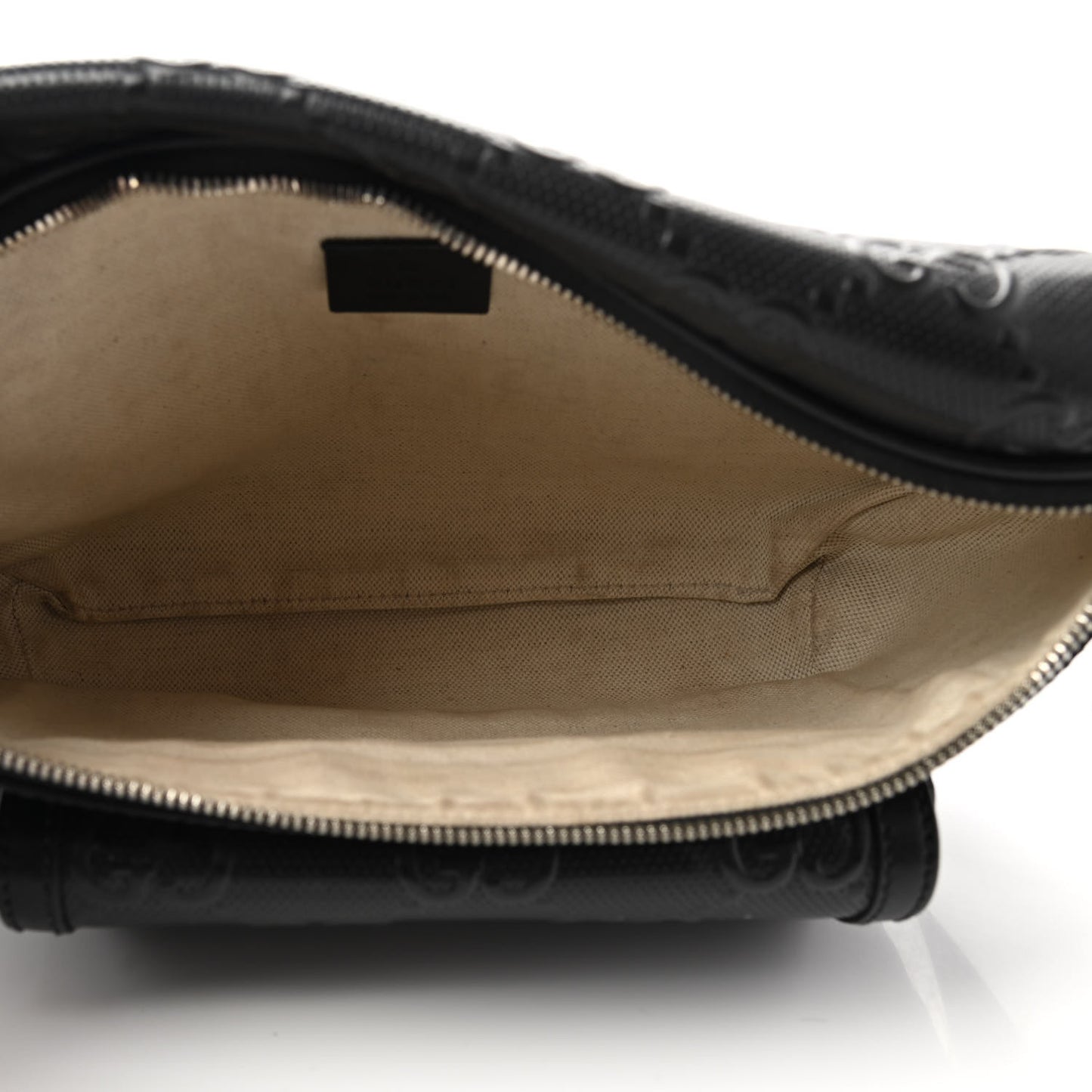 Calfskin GG Tennis Embossed Pocket Belt Bag Black
