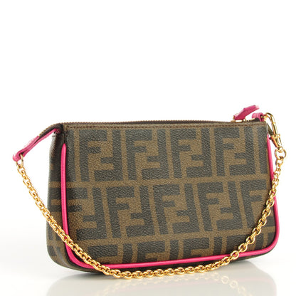 Fendi Zucca Spalmati Vitello Elite Pochette Tobacco Ciclamino 3 of 9