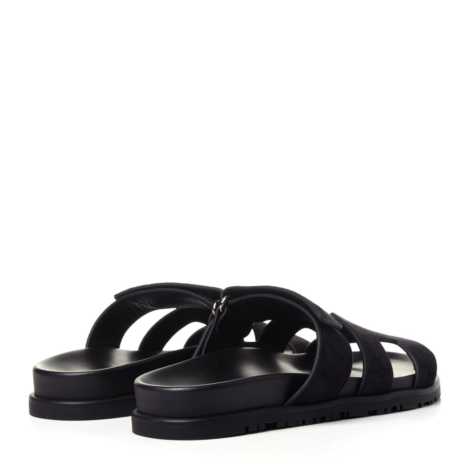 Hermes Suede Goatskin Womens Chypre Sandals 36 Black 4 of 11