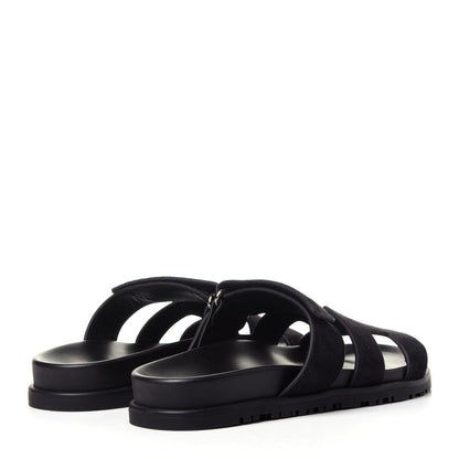 Hermes Suede Goatskin Womens Chypre Sandals 36 Black 4 of 11