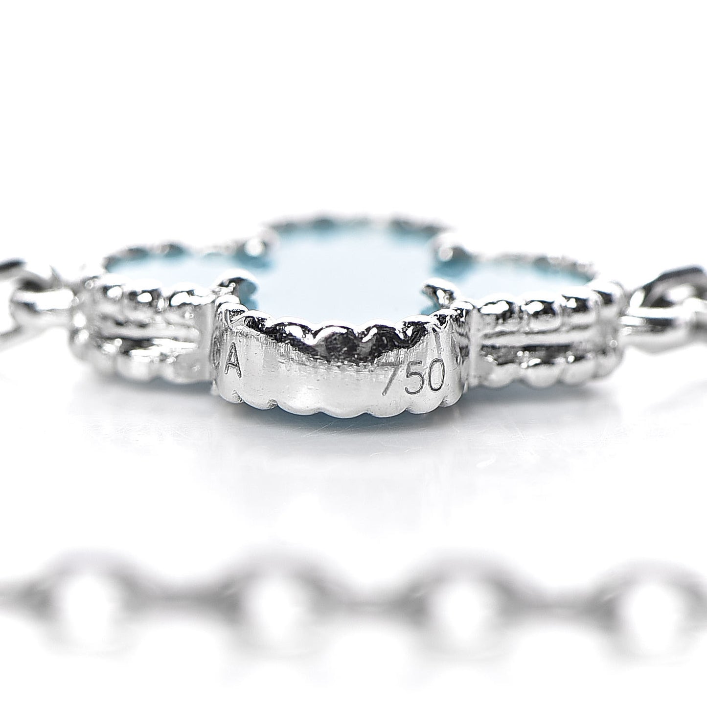 18K White Gold Turquoise 10 Motifs Vintage Alhambra Necklace