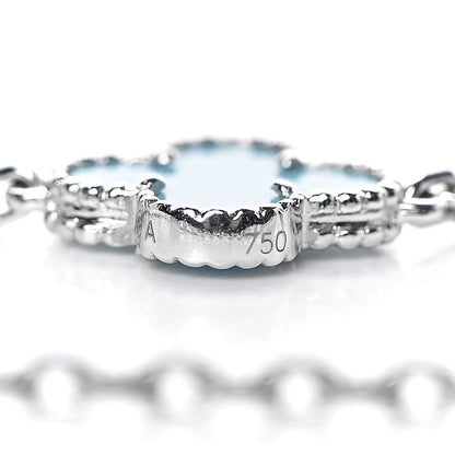 Van Cleef & Arpels 18K White Gold Turquoise 10 Motifs Vintage Alhambra Necklace 4 of 9