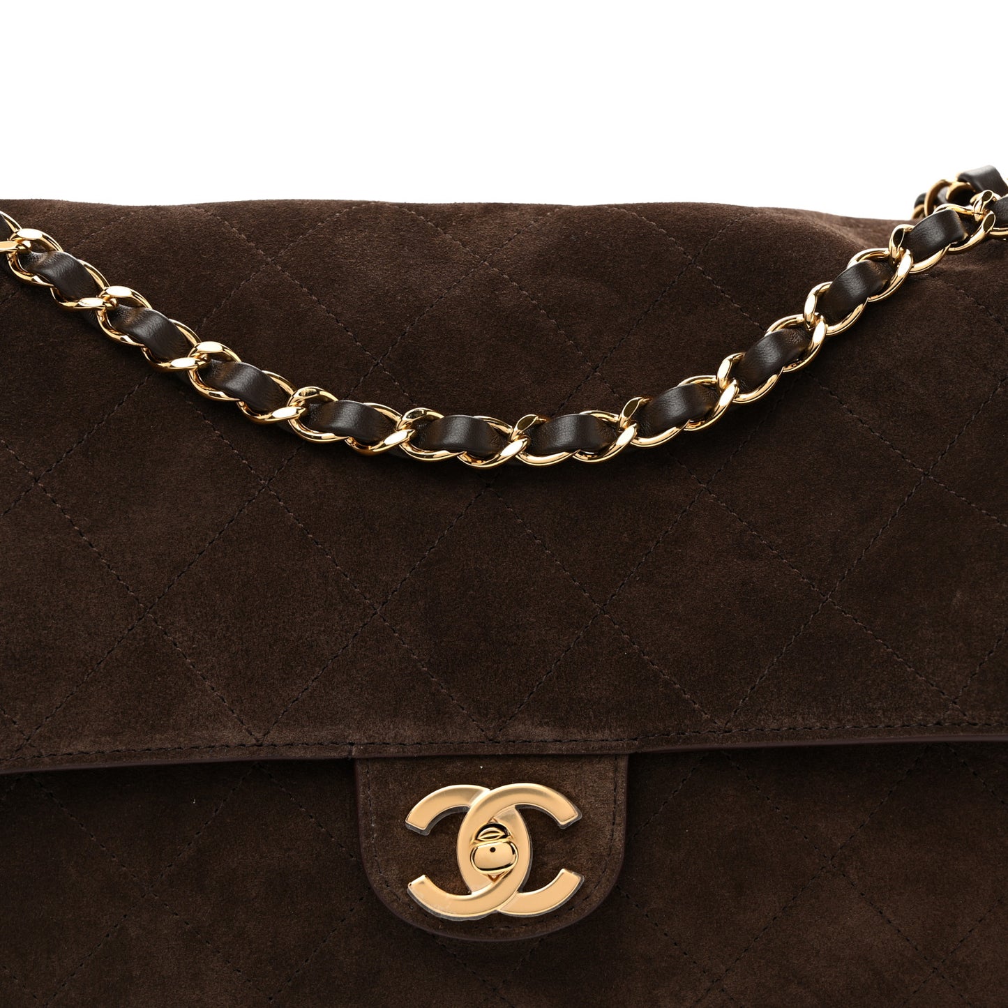 Suede Calfskin Small Souplissimo Maxi Flap Dark Brown