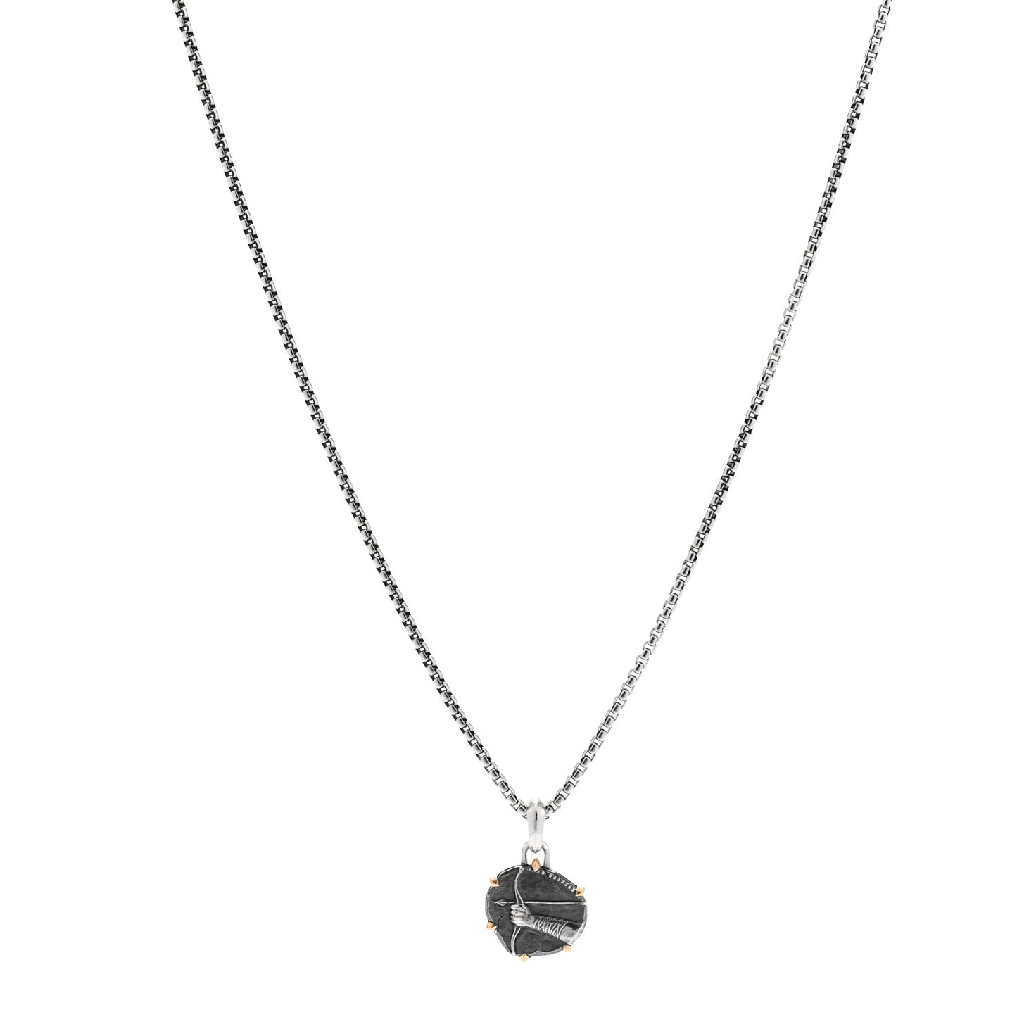 Sterling Silver 18K Yellow Gold 23mm Sagittarius Amulet Pendant Necklace