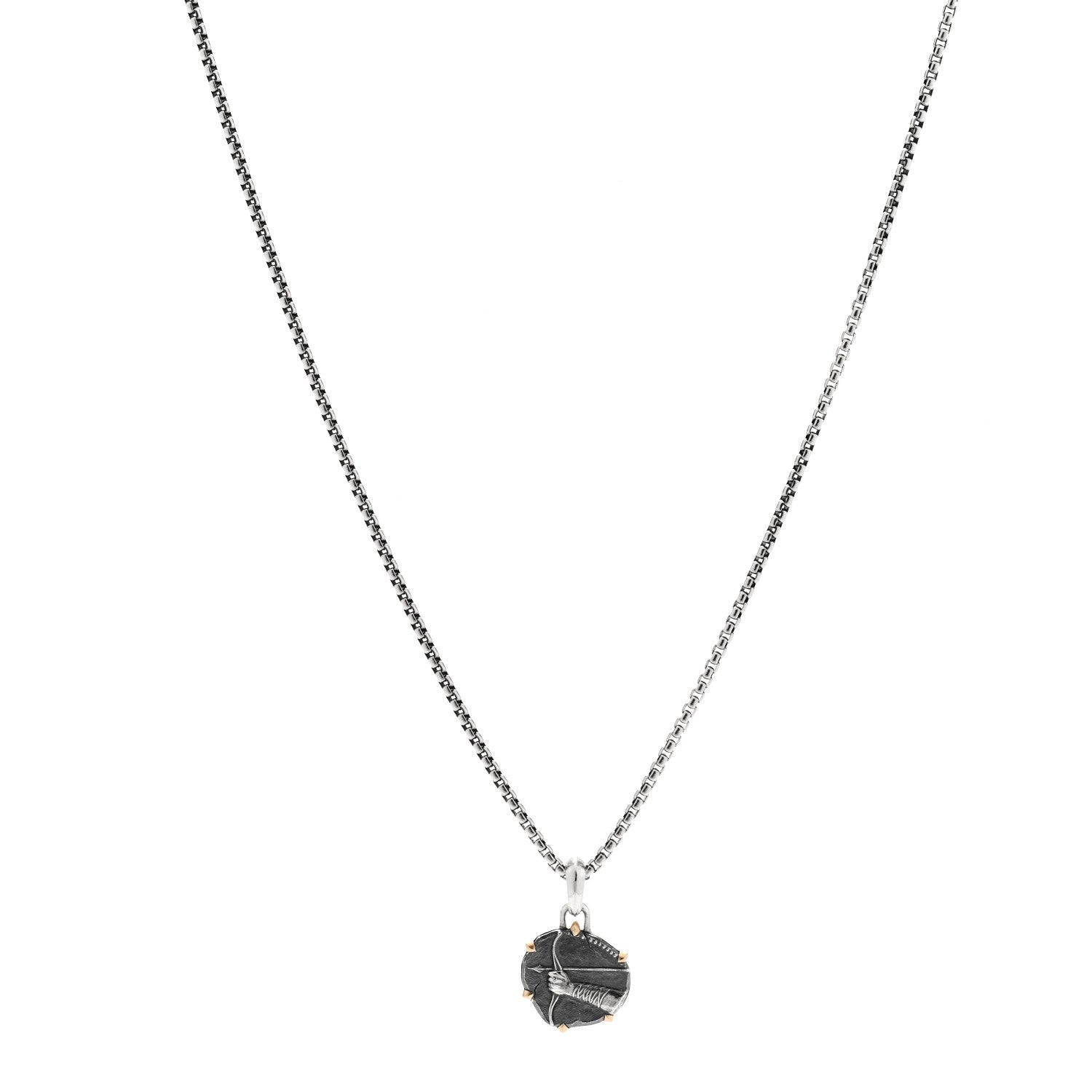 David Yurman Sterling Silver 18K Yellow Gold 23mm Sagittarius Amulet Pendant Necklace 1 of 7