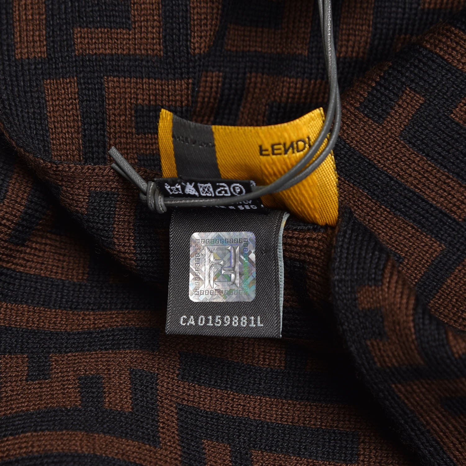 Fendi Wool FF Print Scarf Black 5 of 5