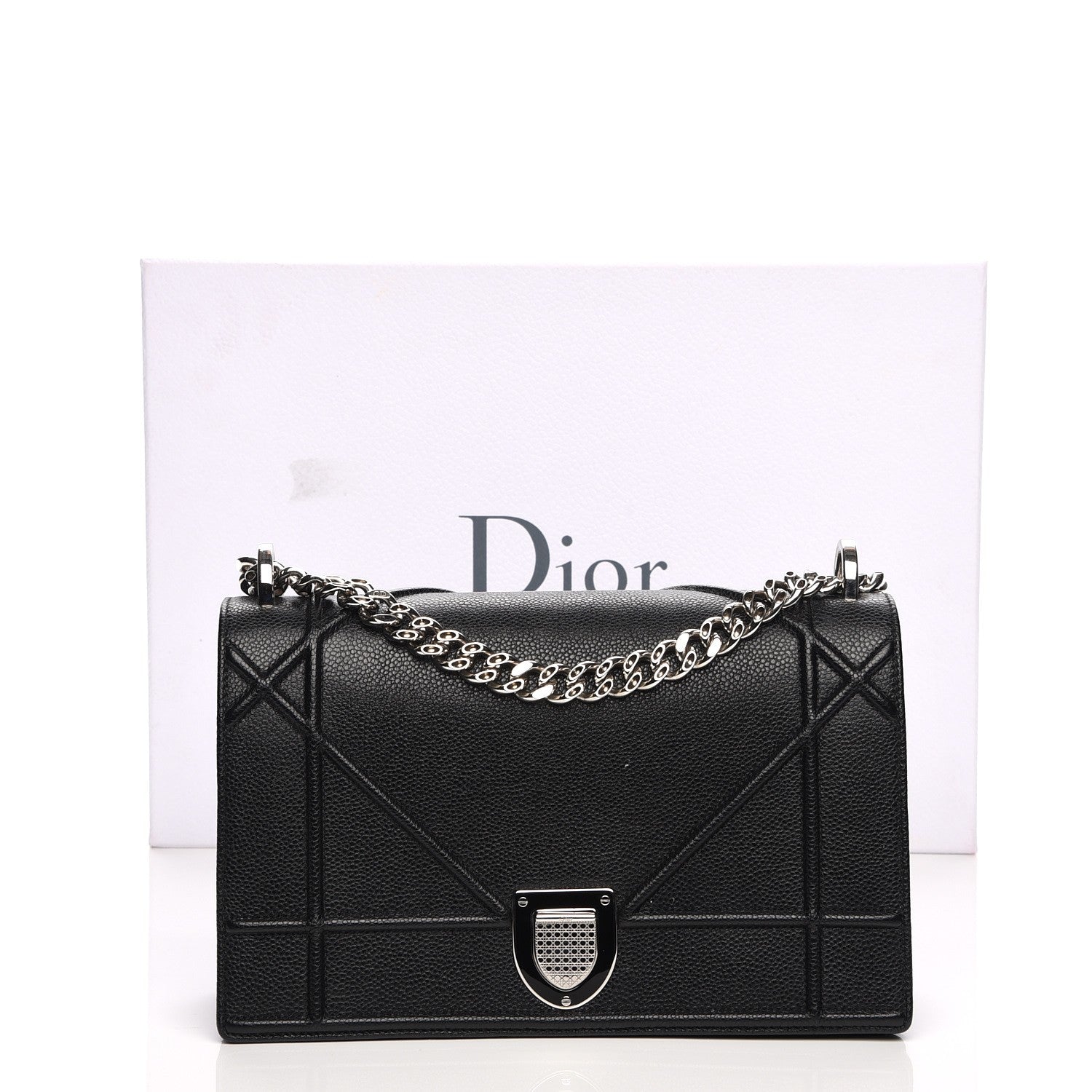 Christian Dior Grained Calfskin Medium Diorama Flap Bag Black 10 of 12