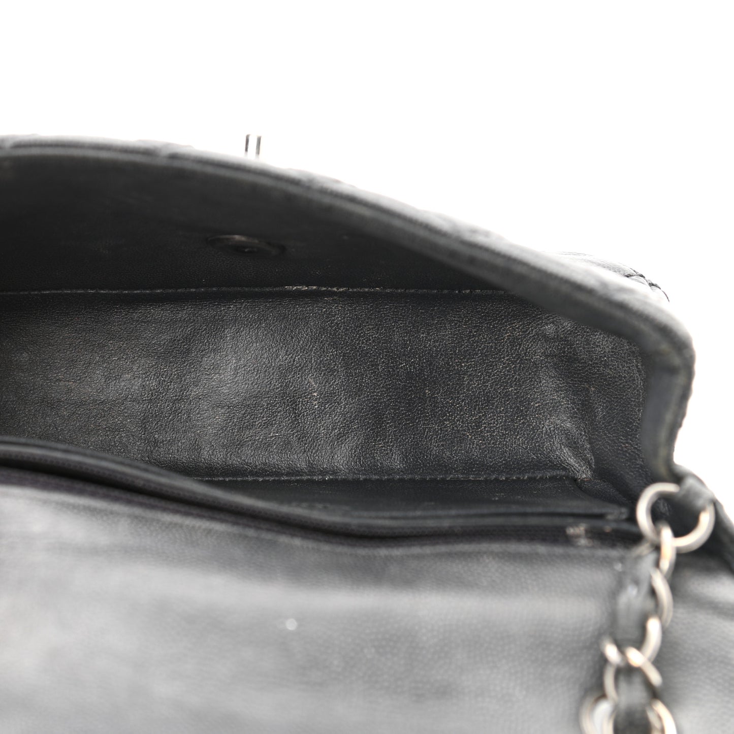Washed Caviar Quilted Mini Rectangular Flap Charcoal