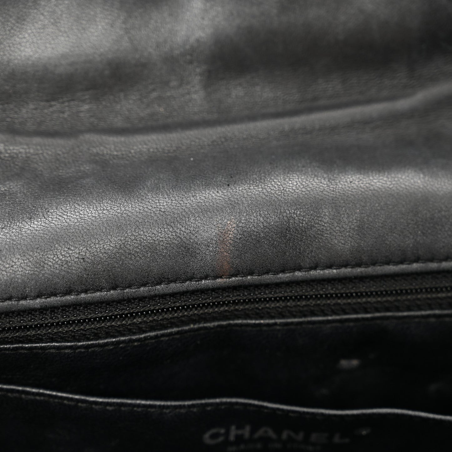 Patent Quilted Jumbo Single Flap Black
