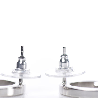 Chanel Crystal CC Round Earrings Silver 3 of 4