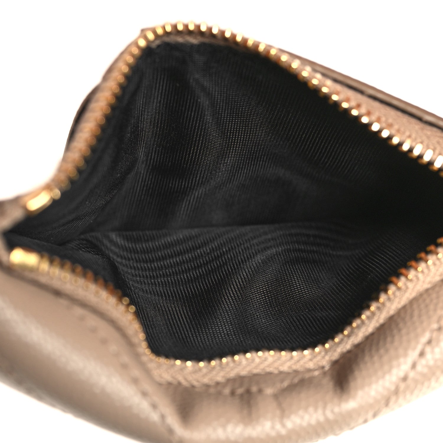 Saint Laurent Grain De Poudre Matelasse Chevron Monogram Compact Wallet Dark Beige 5 of 7