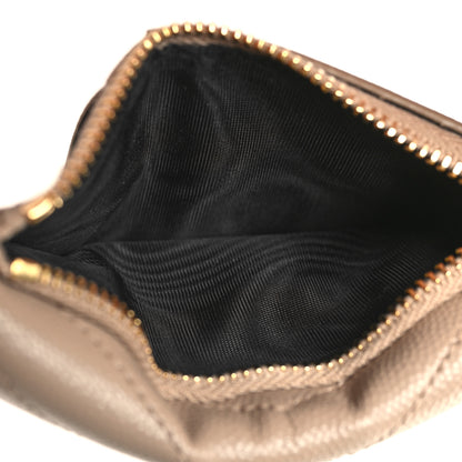 Saint Laurent Grain De Poudre Matelasse Chevron Monogram Compact Wallet Dark Beige 5 of 7