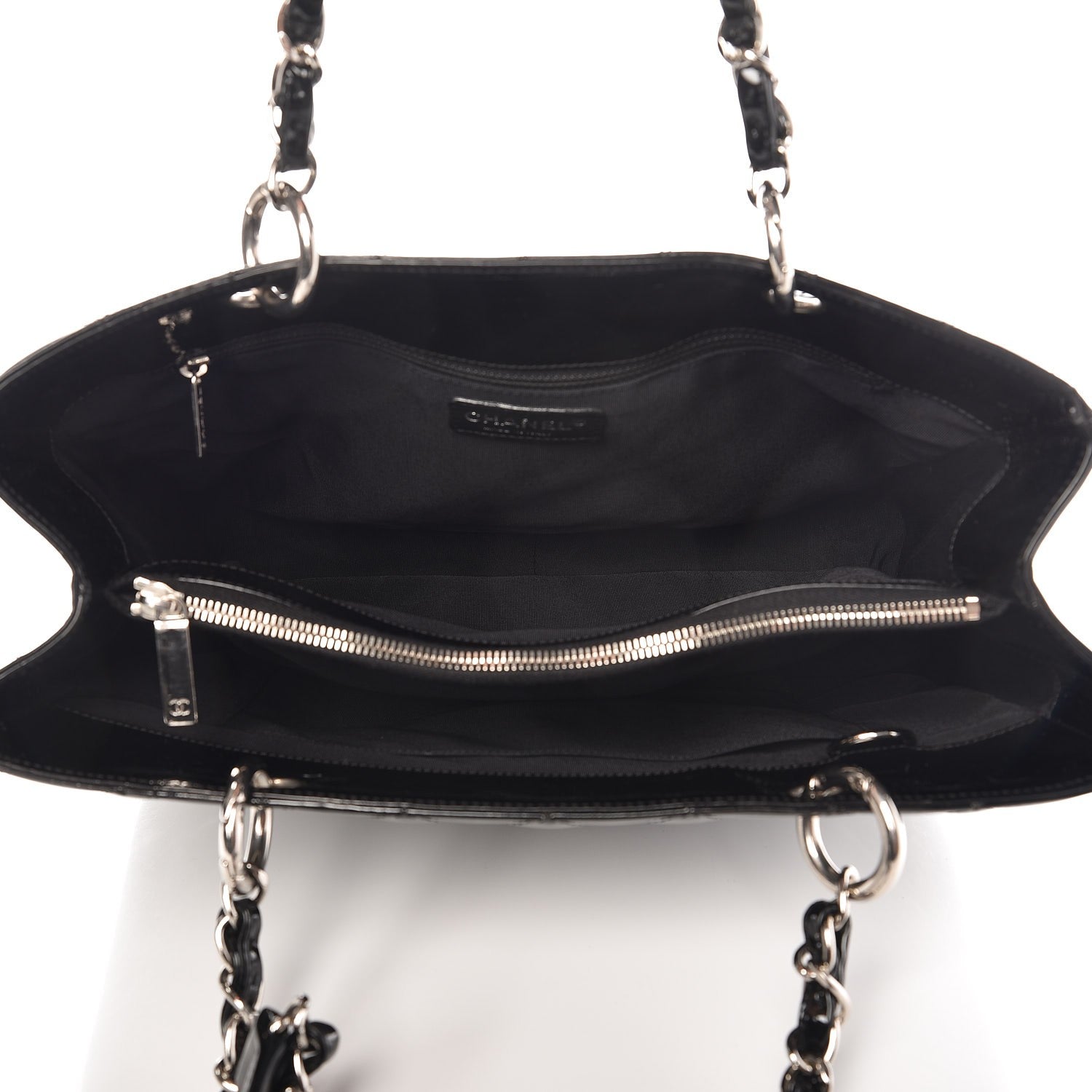 Chanel Patent Quilted Grand Shopping Tote GST Black 5 of 11